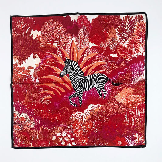 Colorful Floral Striped Zebra Mulberry Silk Scarf
