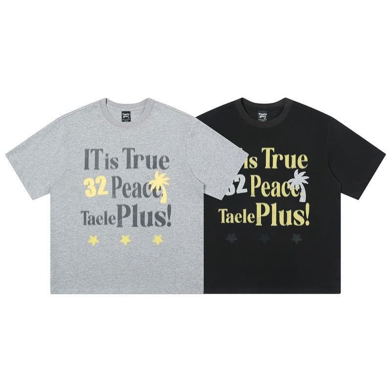 Harajuku Color Block Patch Printed Loose Fit Tee