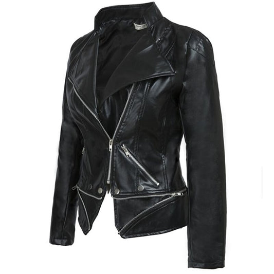 Plus Size 3XL Women’s Gothic Black Faux Leather Jacket