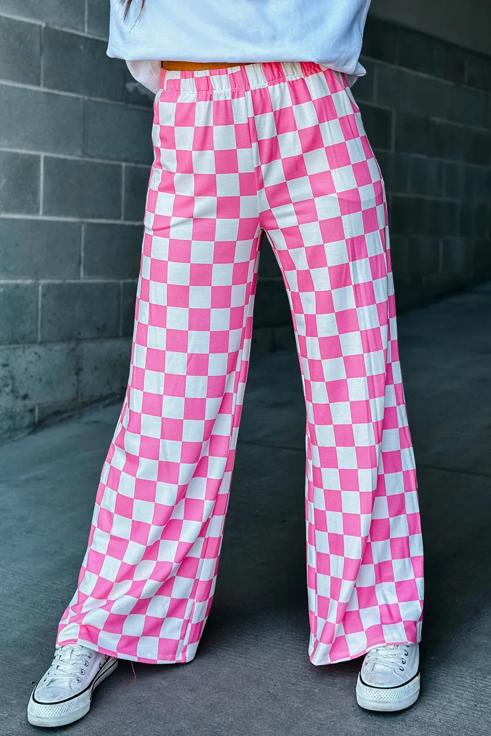 Playful Checkered Wide Leg Pants