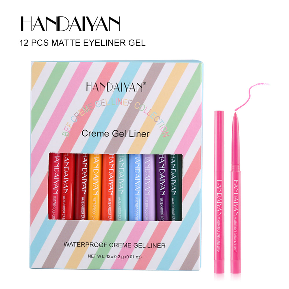 12 Matte Colored Quick Dry Gel Eyeliner Pens