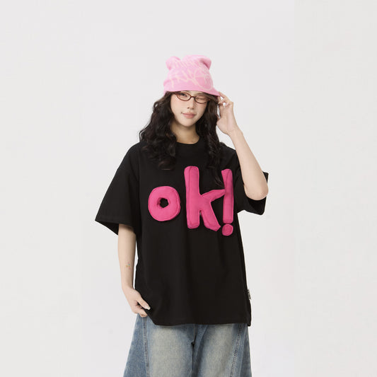 Retro 3D Letter T-Shirt for Women - Harajuku Fashion