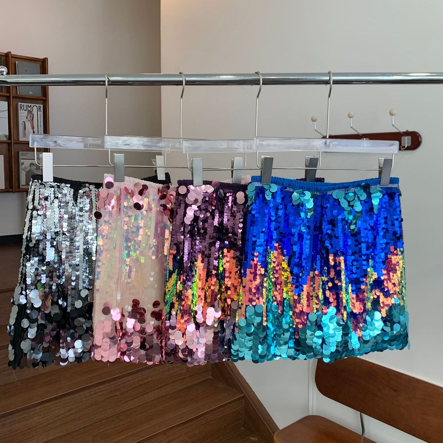Harajuku Style Sequined Half Skirt for Women