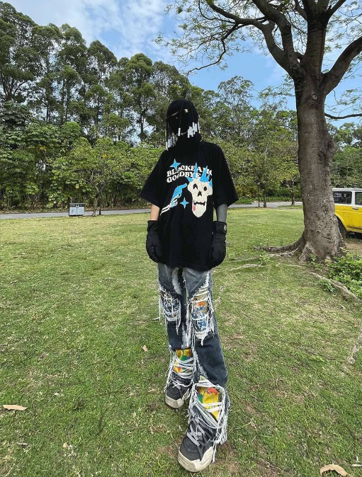 Harajuku Style Heavy Industry Distressed Jeans for Men