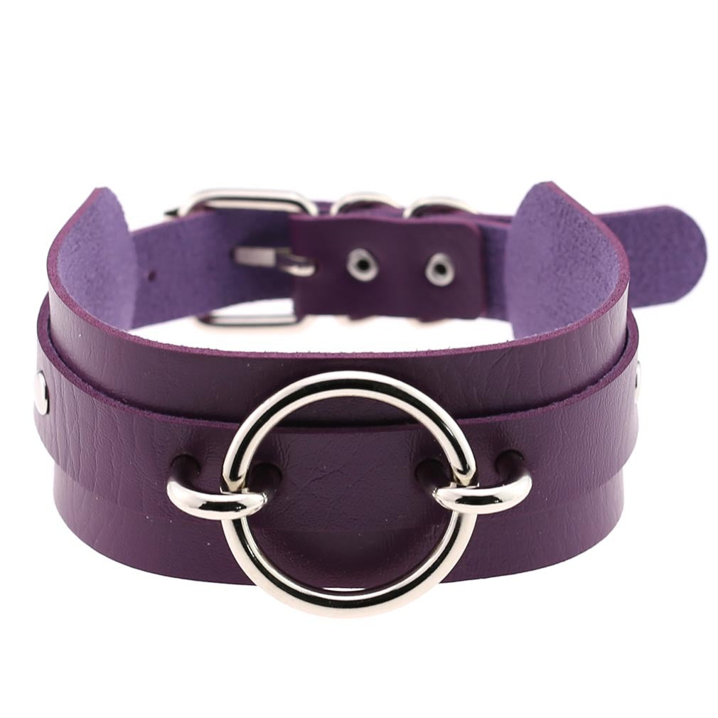 Harajuku Exaggerated PU Leather O-Ring Collar Necklace