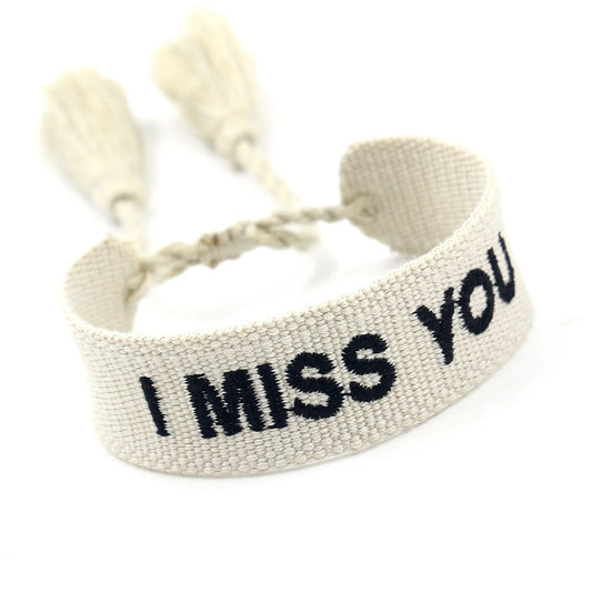 Embroidered Logo Woven Tassel Couple Wrist Strap Bracelets