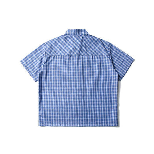 Embroidered Plaid Shirt with Patch Pockets