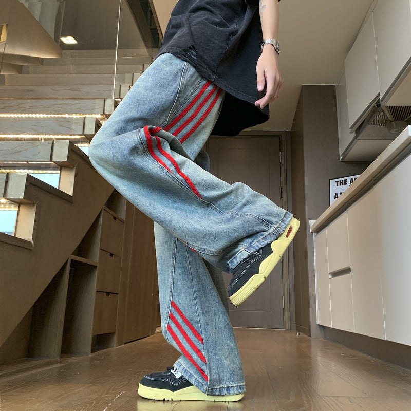 Playful Color Blocked Striped Design Jeans