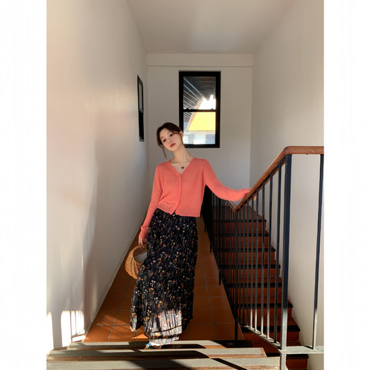 Retro Floral High Waisted Skirt for Women