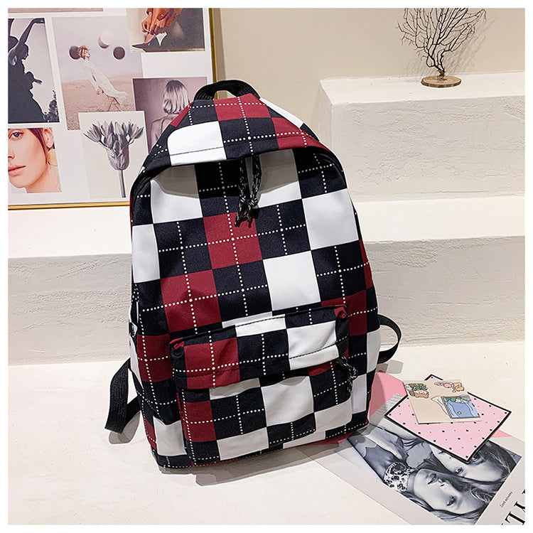Harajuku Style Plaid Schoolbag - Retro Large Capacity Backpack