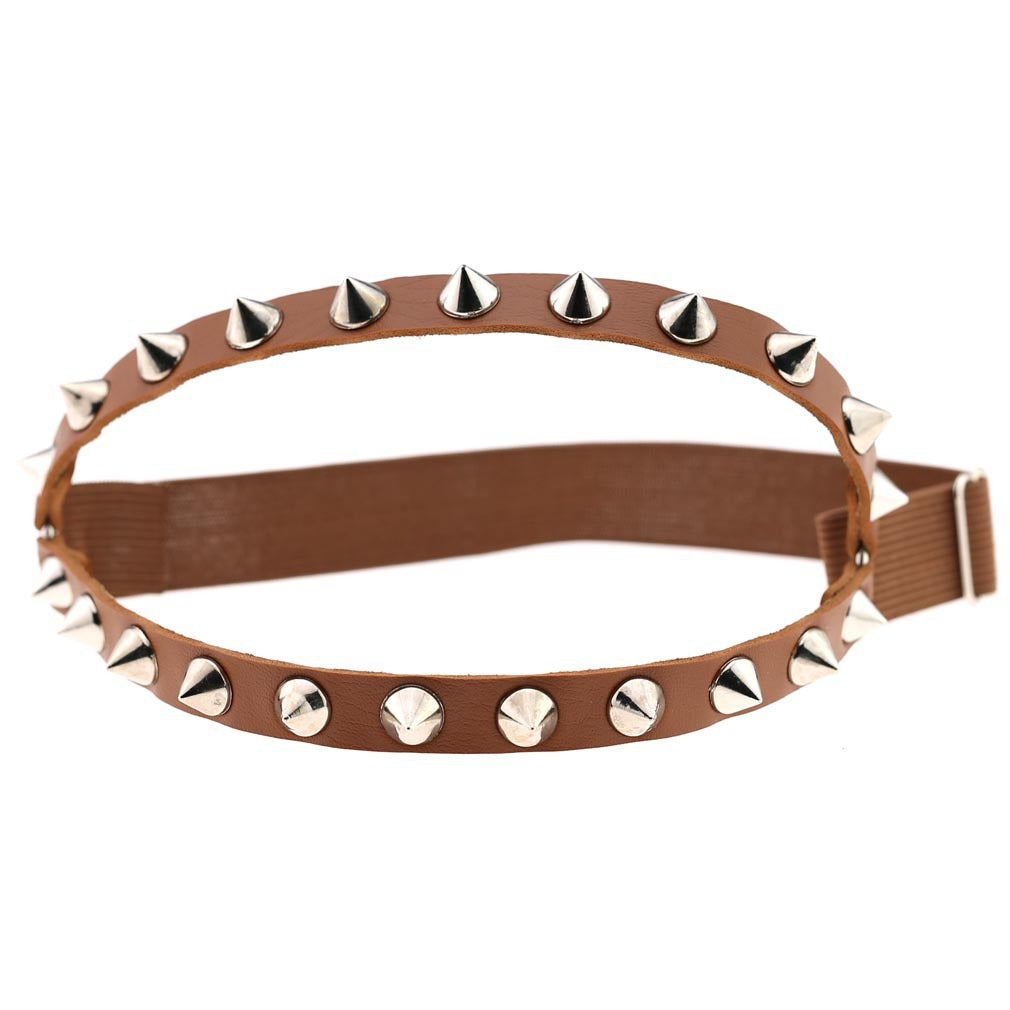 Punk Hip Hop Double Row Rivet Garter with Thigh Ring