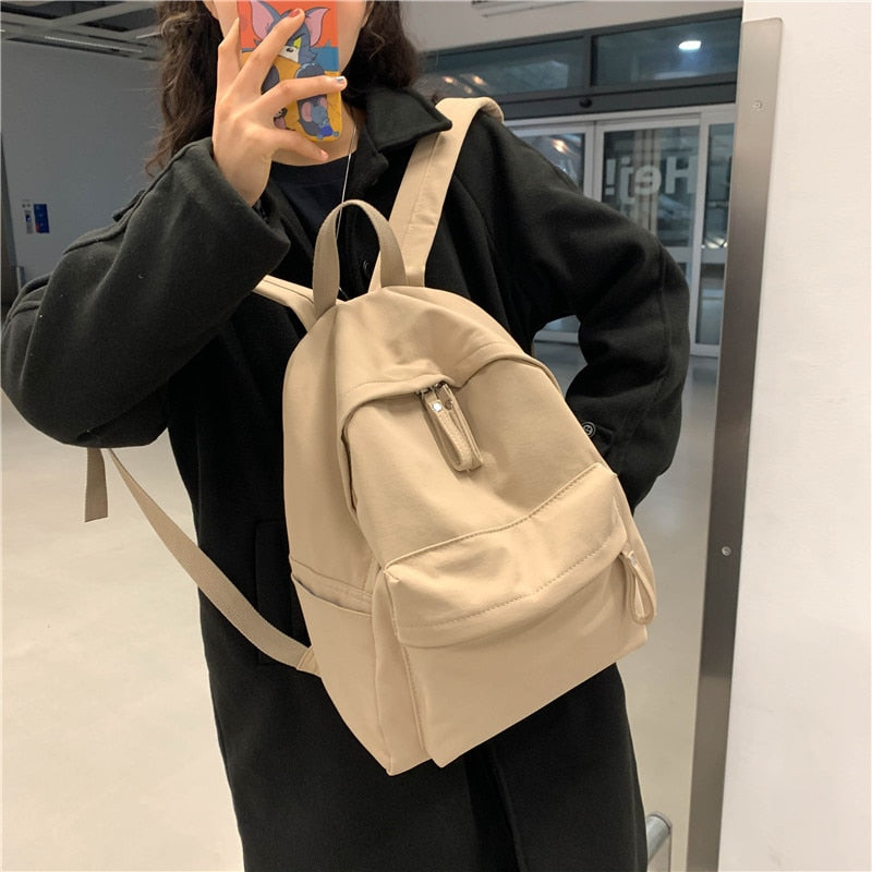 Harajuku Style Anti-Theft Canvas Backpack for Girls