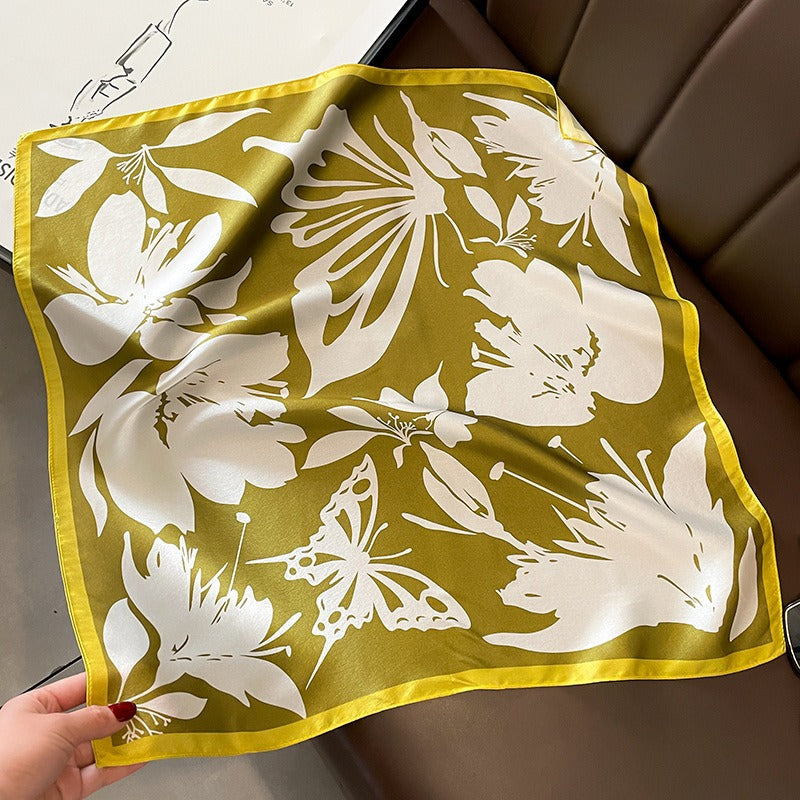 Playful Small Square Silk Scarf - Perfect Gift for Mom