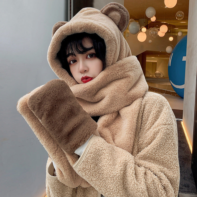 Playful Winter Bears Hat Gloves Scarf Set