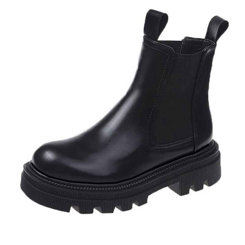 Harajuku Style Women's Waterproof Chelsea Boots - Thick Sole Ankle Booties