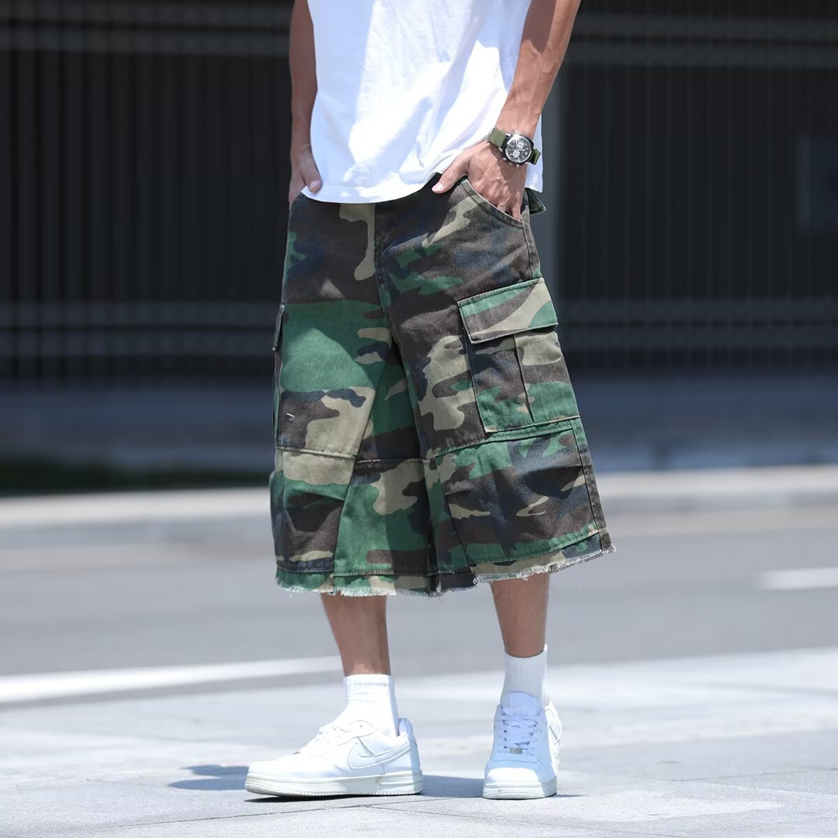 Men's Camouflage Cropped Summer Shorts