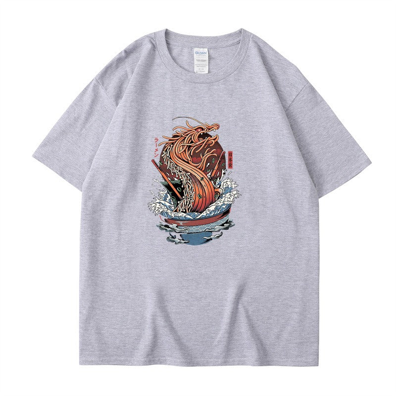 Harajuku Style Retro Round Neck Short Sleeved Top