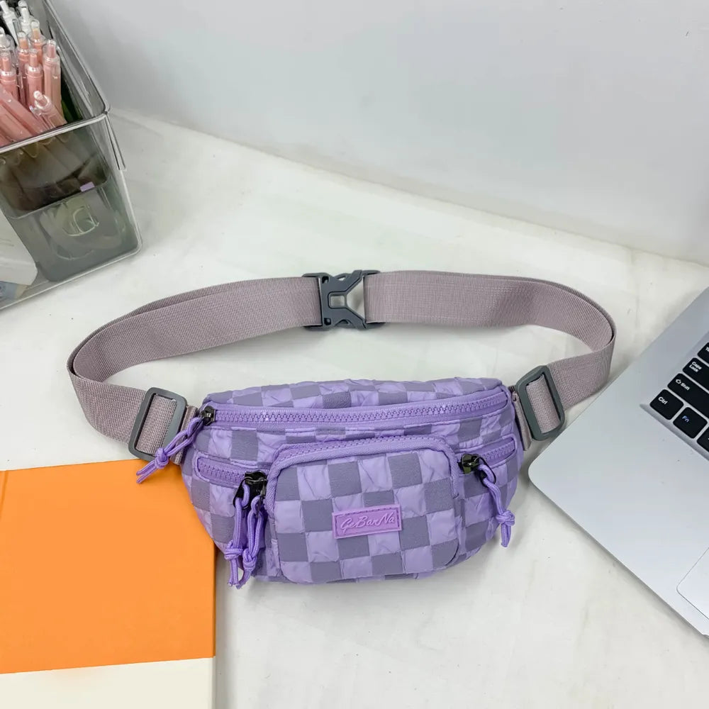 Harajuku Style Checkered Adjustable Strap Crossbody Bag