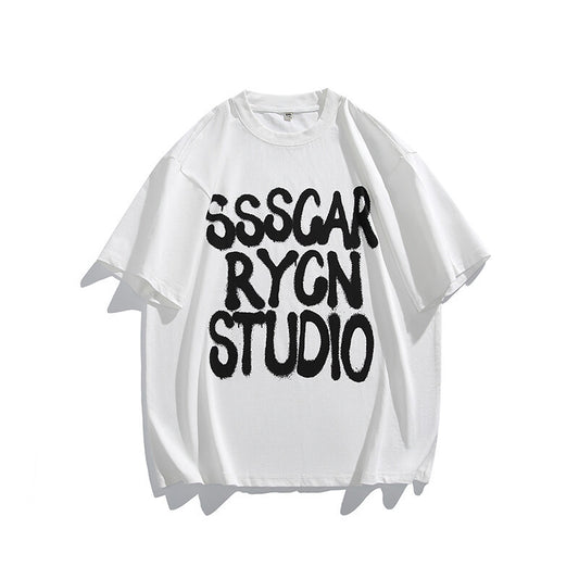 Harajuku Style Letter Graffiti Print Casual Shirt