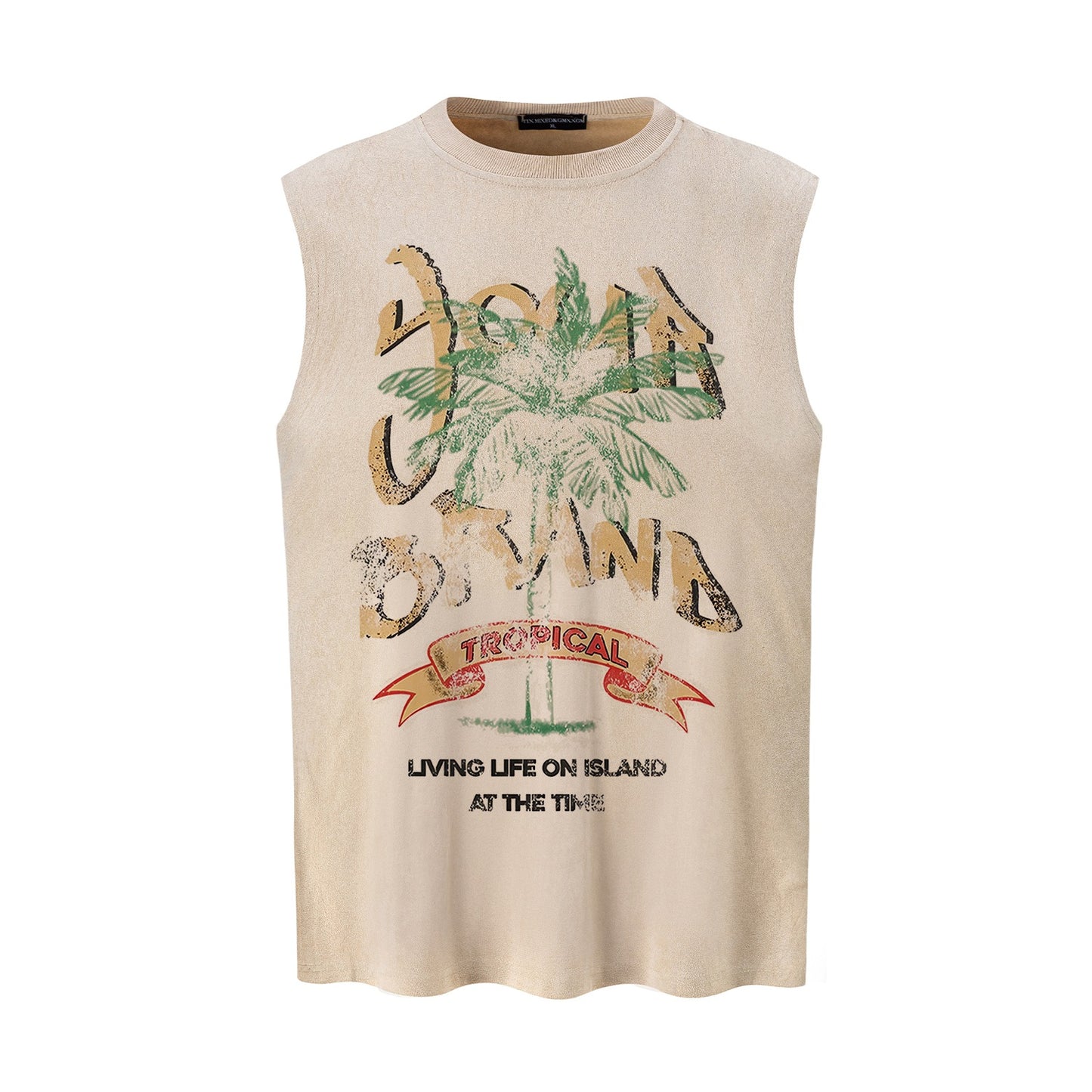 Make Old Coconut Tree Printed Vest — Harajuku Street-Style Loose Cotton Tank