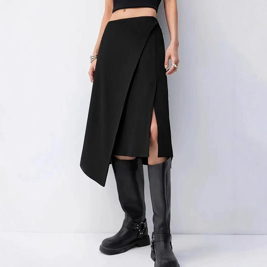 High-Waisted Irregular Slit Women's Half Skirt