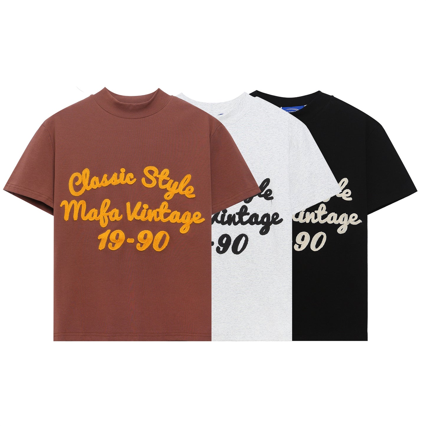 Retro Letter Embroidery Slim Fit T-Shirt