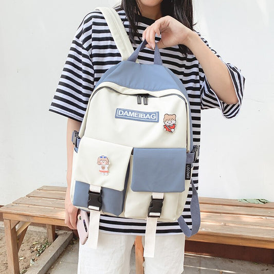 New Panelled Waterproof Nylon Women Backpack