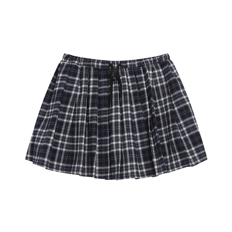 Harajuku Color Block Plaid A-Line Skirt for Women