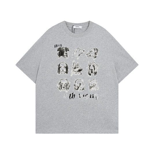 Retro Fun Pet Print Short Sleeve T-Shirt for Men