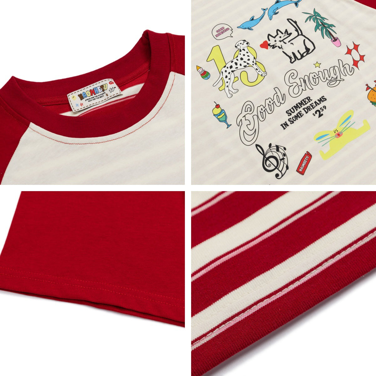 Color Block Cute Cat and Dog Print T-Shirt
