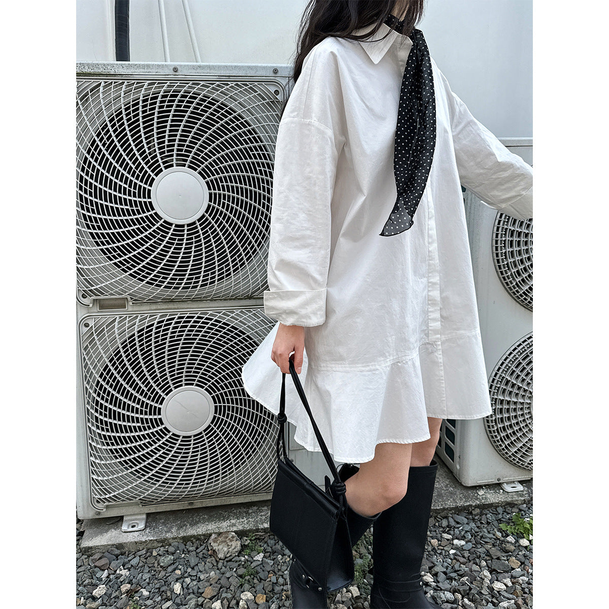 Minimalist Collar Dress with Fish Tail Hem