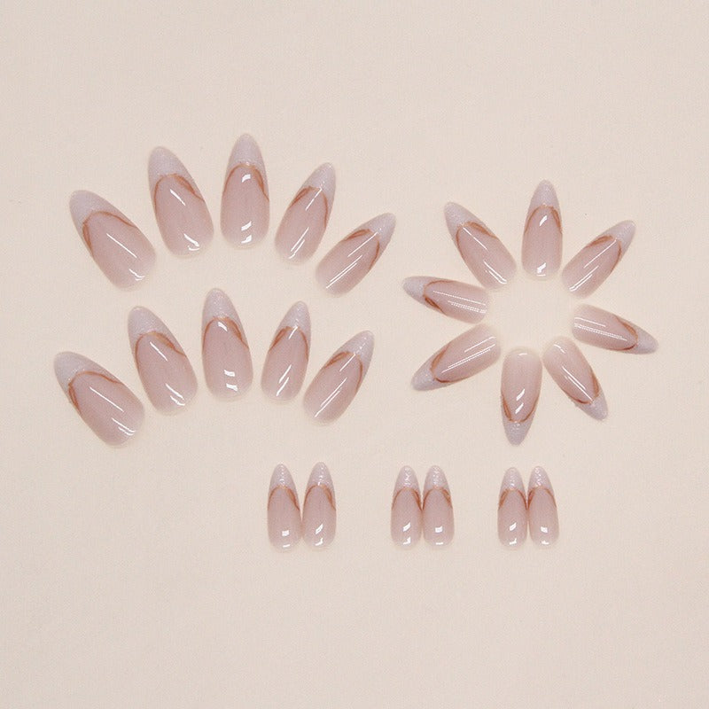 Playful Pearlescent Almond Nail - Irregular French Manicure
