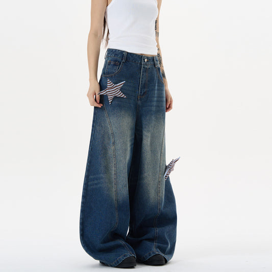 Summer Design Star Patch Curved Knife Pants