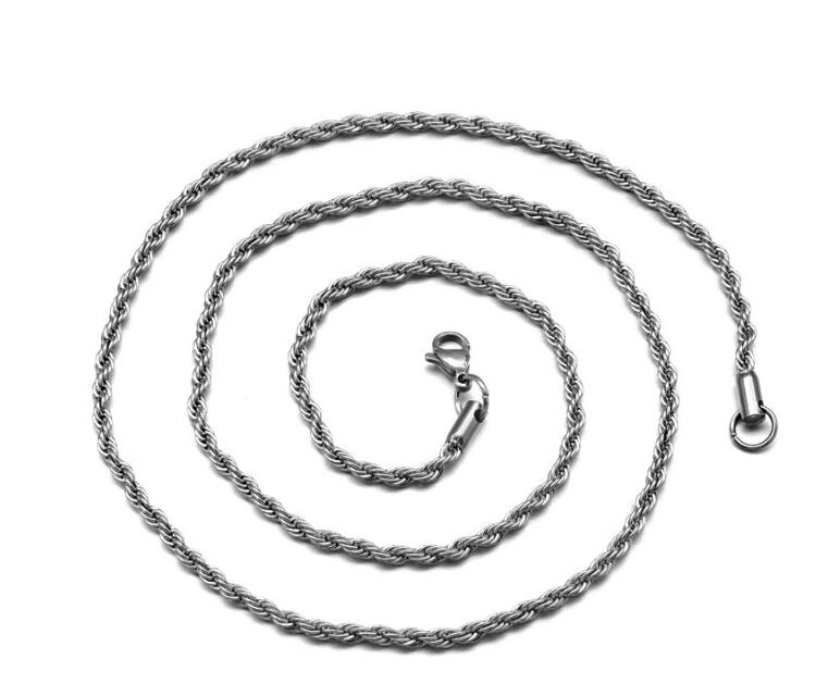 3mm Rope Chain Necklace - Gold & Silver Stainless Steel