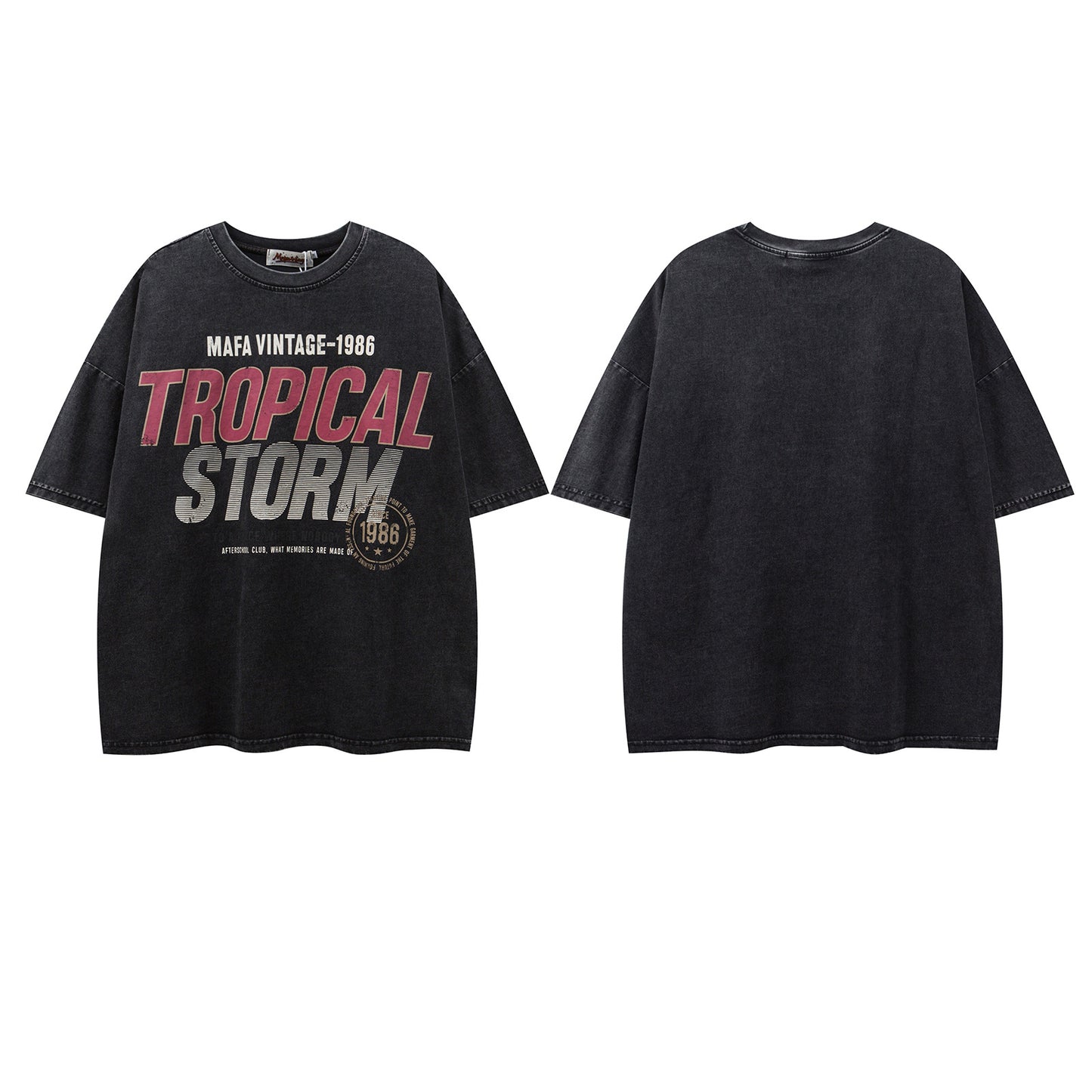 Retro Letter Print Loose Fit T-Shirt for Men