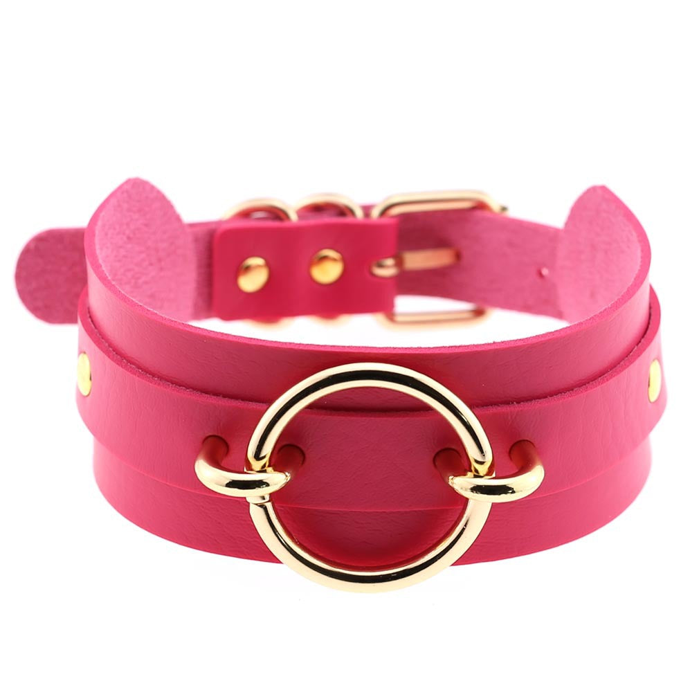 Harajuku Exaggerated PU Leather O-Ring Collar Necklace