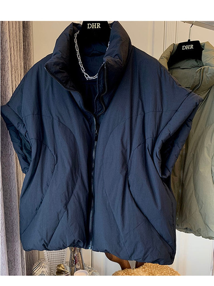 Harajuku Style Stand Collar Loose Down Jacket Vest