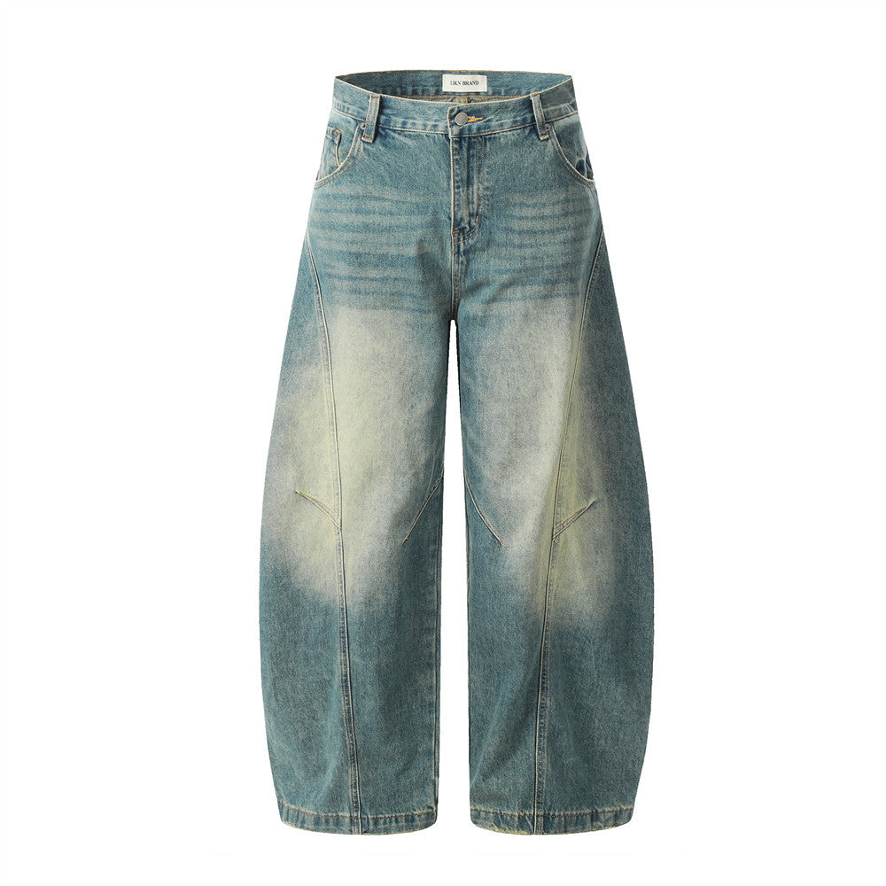 Punk Washed Denim Scissors Pants - Harajuku Style
