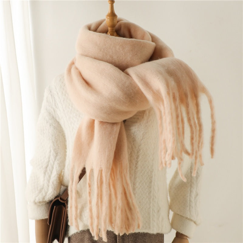 Versatile Mohair Scarf with Tassels for Harajuku Style