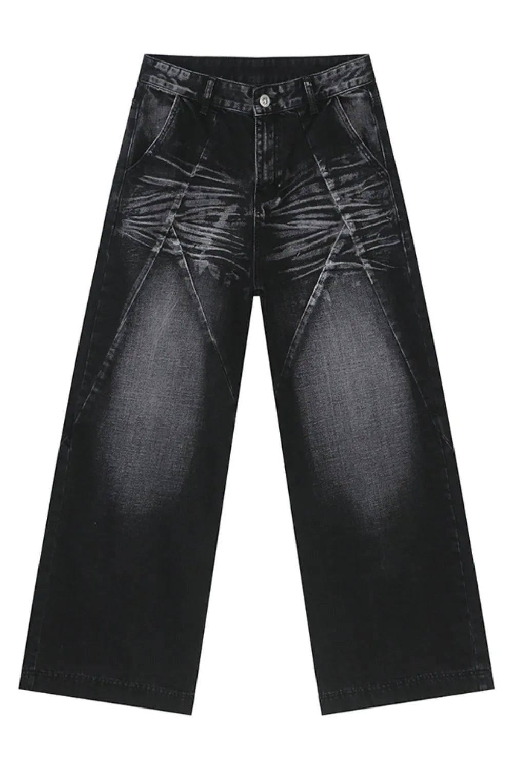 Playful Washed Cat Whisker Straight Leg Jeans