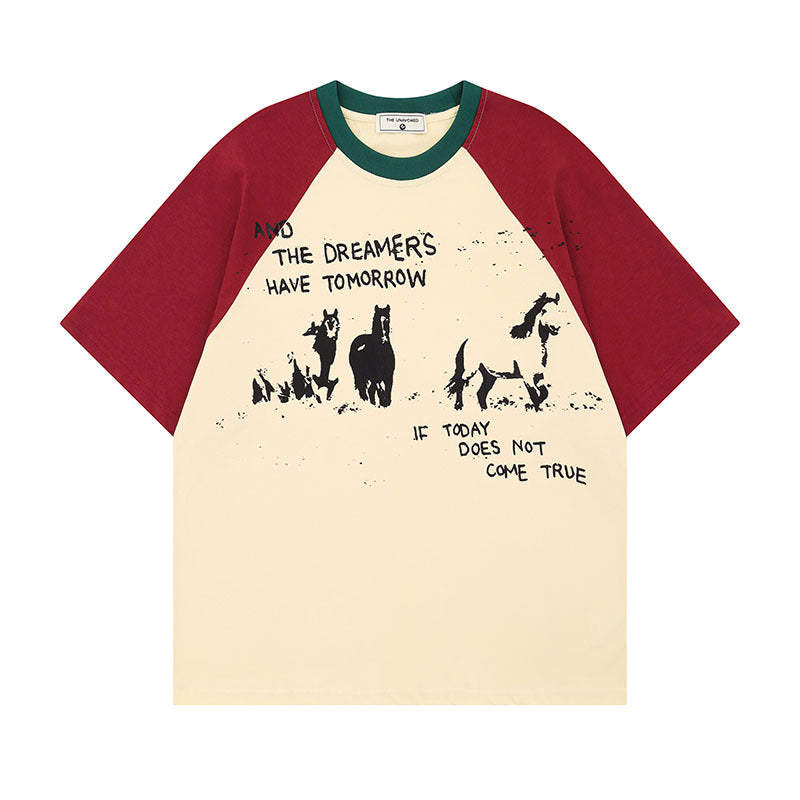 Harajuku Style Pure Cotton Short Sleeve T-Shirt for Couples