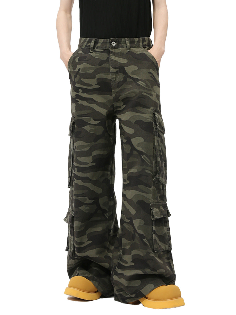 Playful Camouflage Cargo Jeans for Harajuku Style