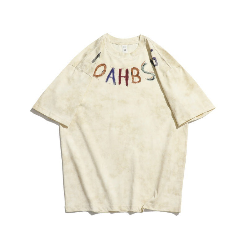 Harajuku Graffiti Letter Printed Round Neck T-Shirt
