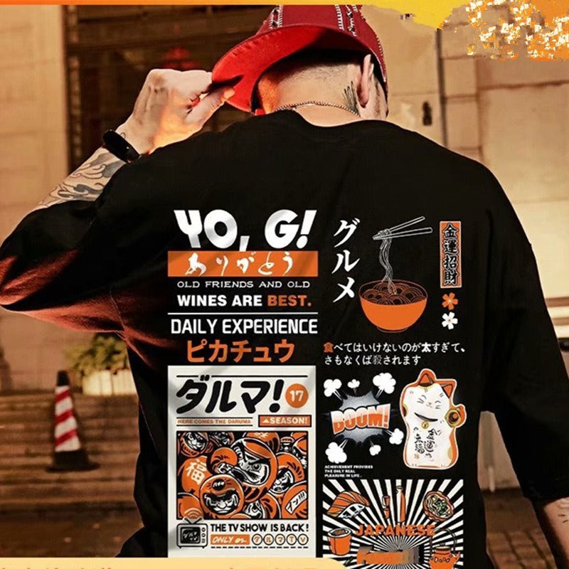 Loose Fit Half Sleeve T-Shirt for Men - Harajuku Style