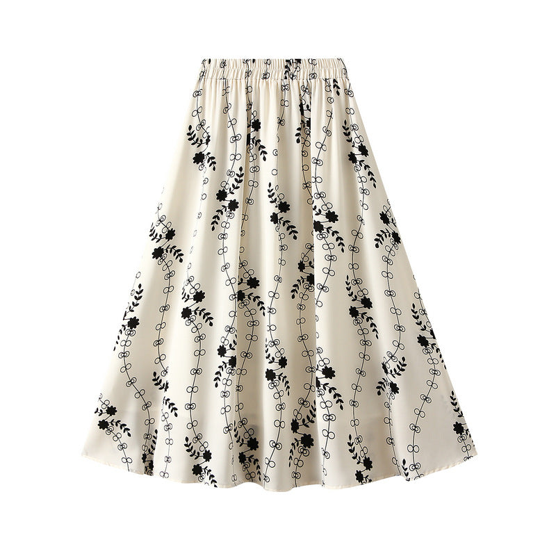 Harajuku Style A-Line Midi Skirt - Summer Printed High Waist