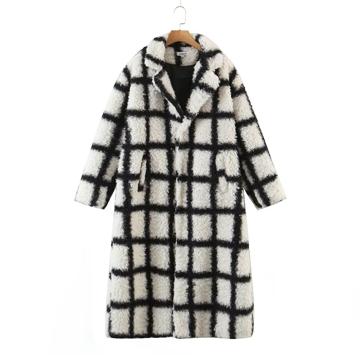 Harajuku Style Women's Black and White Large Plaid Overcoat