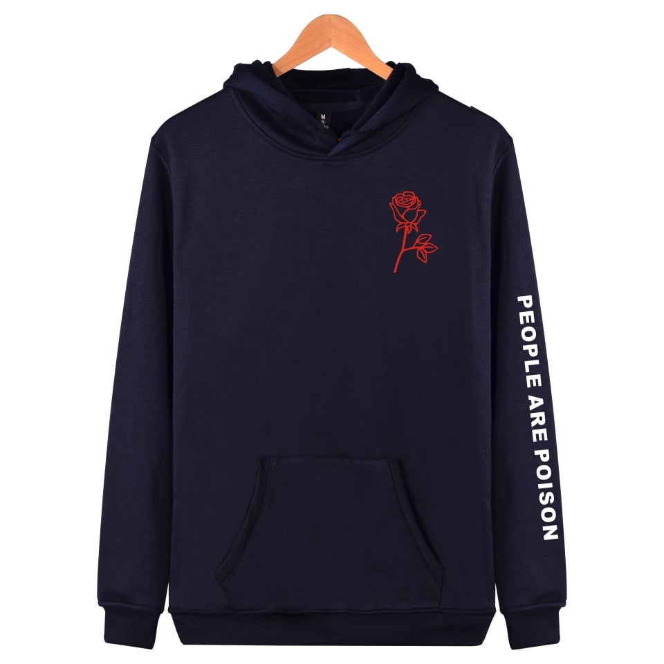 Playful Poison Rose Print Hoodie - Unisex Harajuku Style