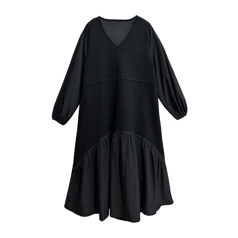 Playful V-Neck Long Sleeve Dress - Harajuku Style