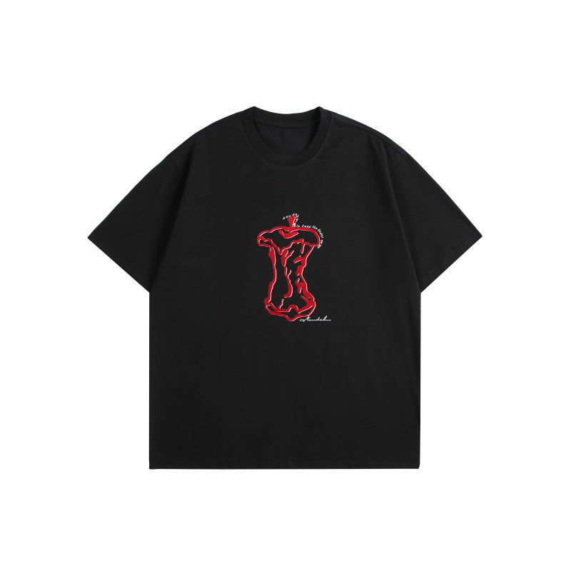 Playful Apple Core Print T-Shirt for Men and Women