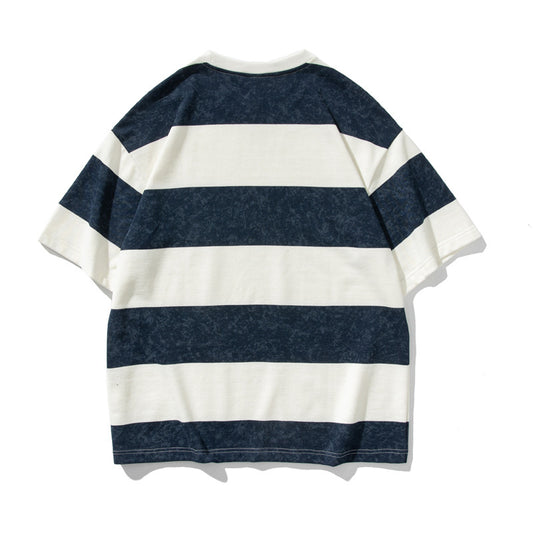 Striped Loose Fit Men's Short Sleeve Shirt